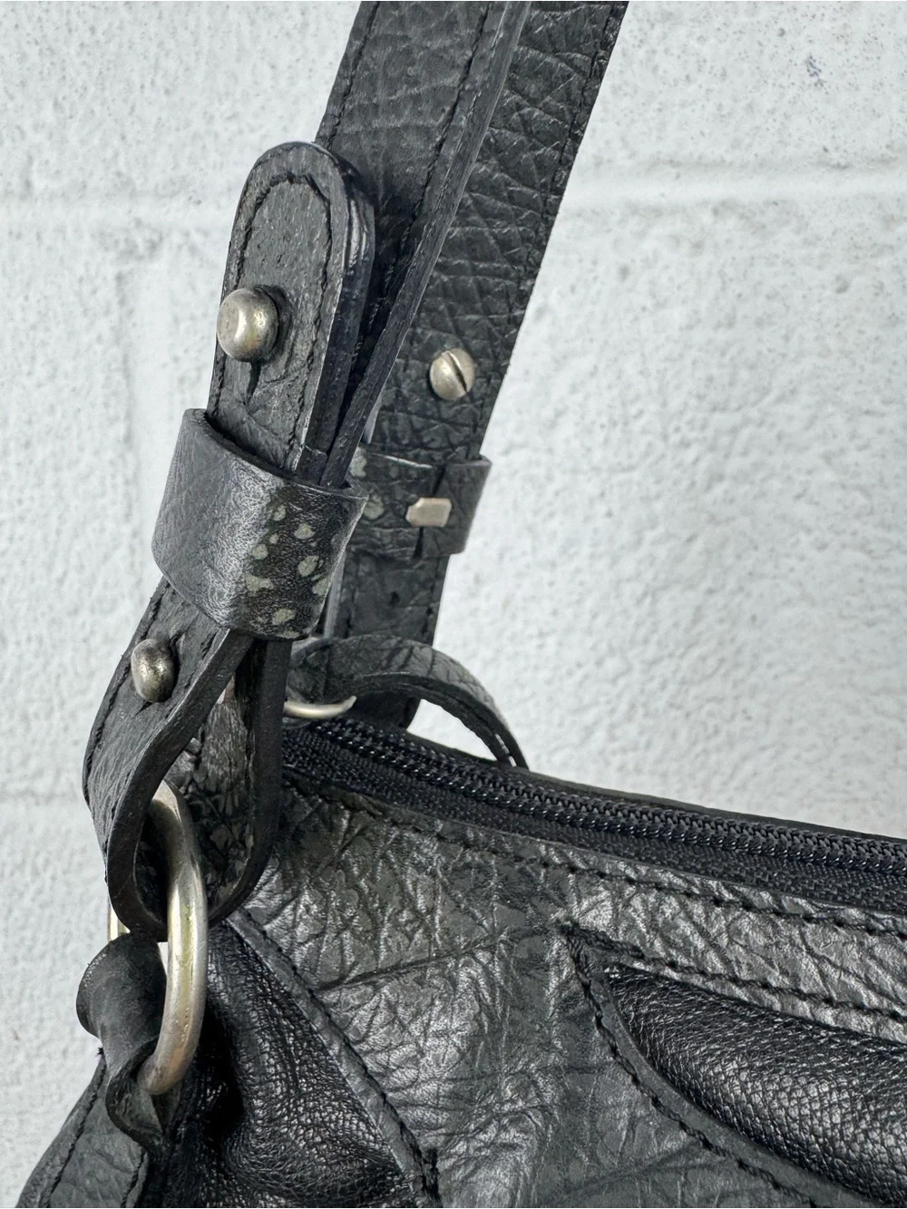 Roberto Cavalli Freedom Vintage Y2K Black Leather Shoulder Bag